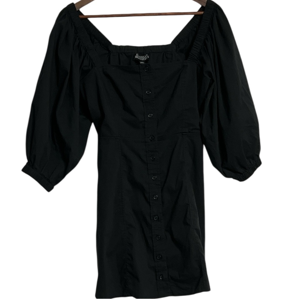 🌼 5/$25 Sale 🌼 Danielle Bernstein Black Puff Sleeve Mini Dress Square Neck SZ 4